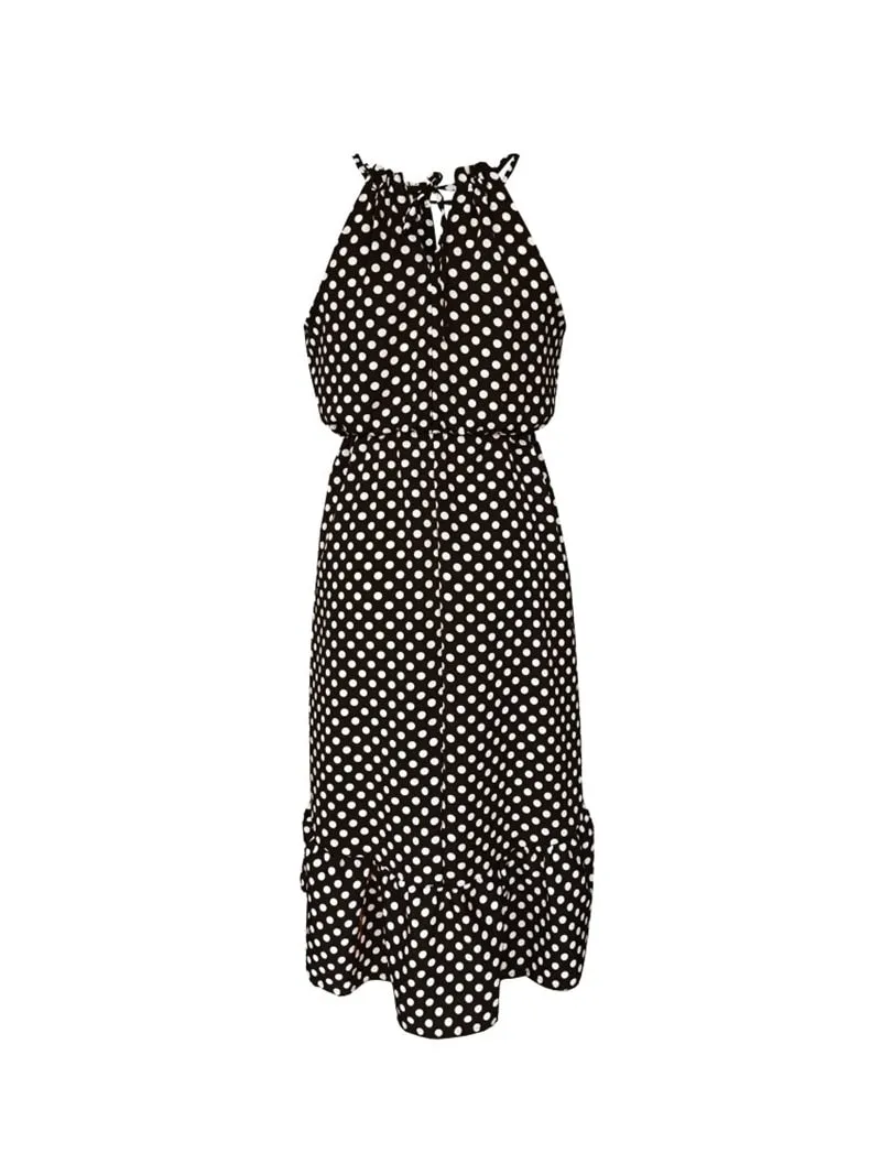 Women's Summer Sleeveless Midi Dress With Polka Dot Print