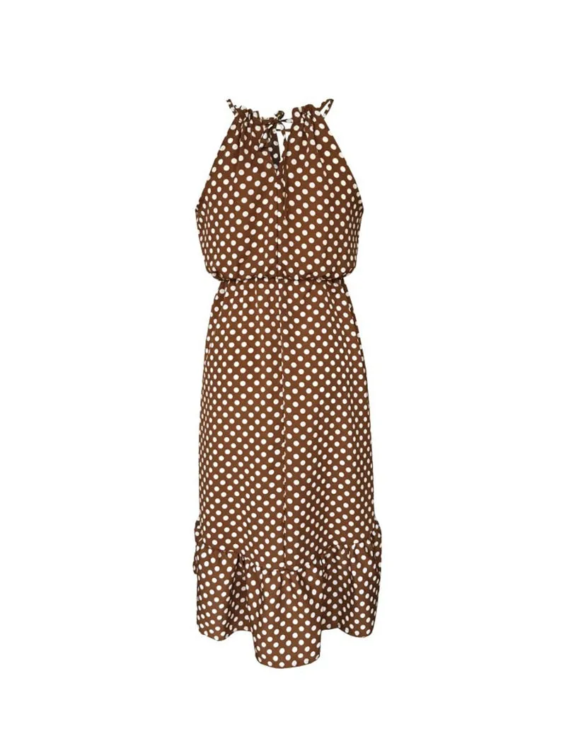 Women's Summer Sleeveless Midi Dress With Polka Dot Print