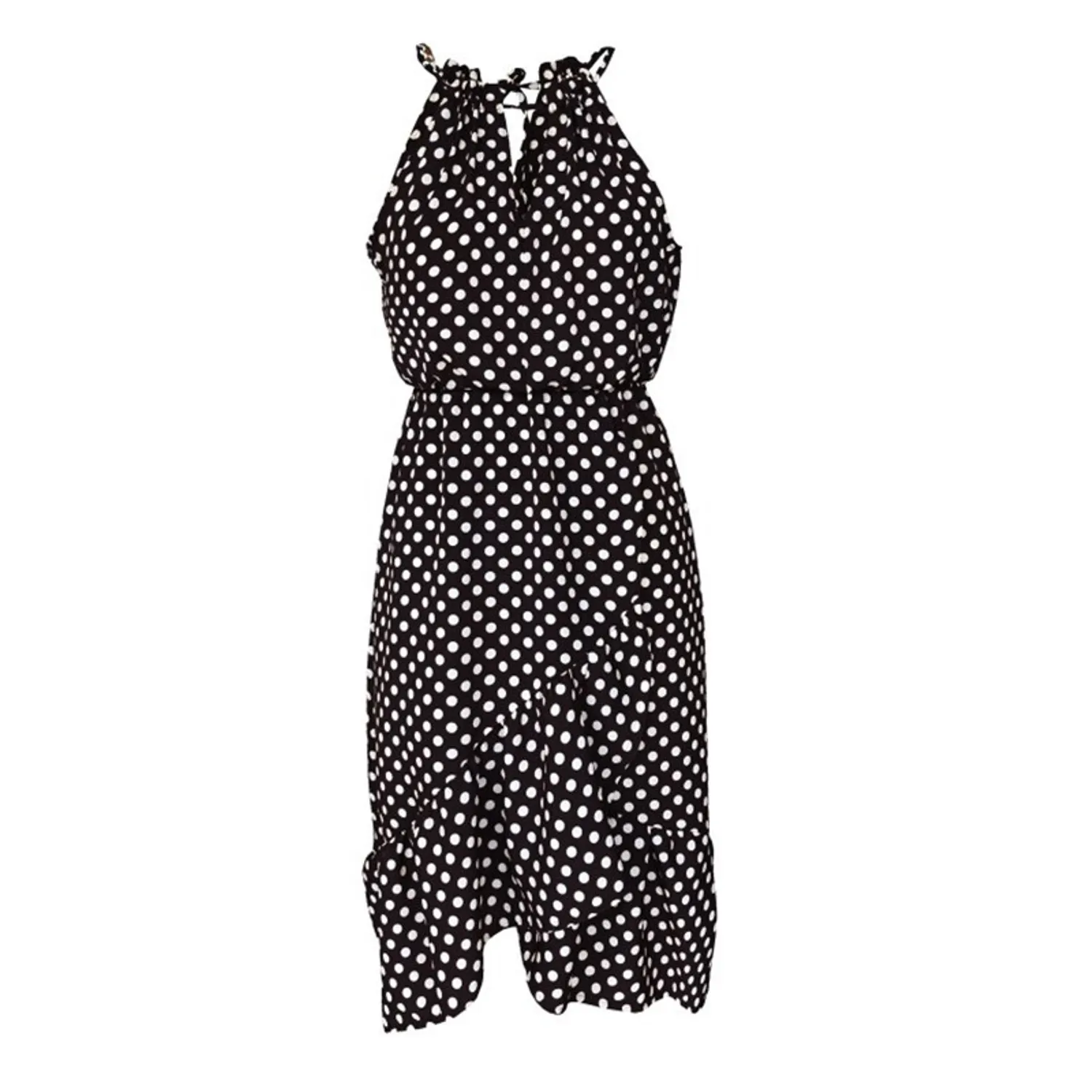 Women's Summer Sleeveless Midi Dress With Polka Dot Print