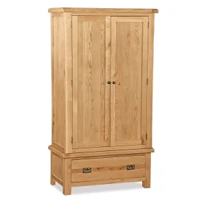 Zelah Oak Double Wardrobe with Drawer