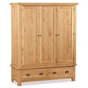 Zelah Oak Triple Wardrobe with Drawers